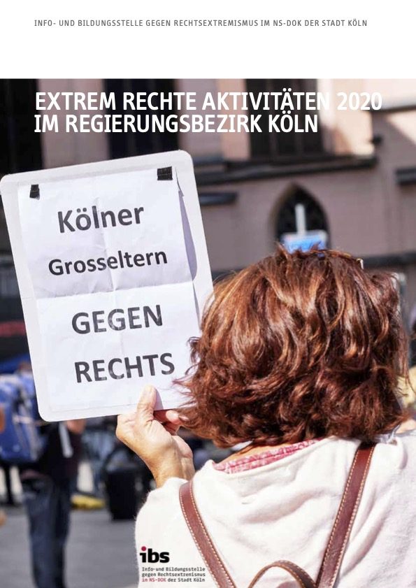 Titelbild einer Publikation. Person von hinten hält Schild.