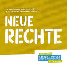 Titelbild einer Broschüre. Gelber Hintergrund, weißer Text